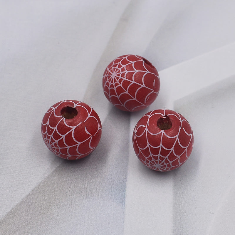 Wholesale 10pcs of New Halloween Spider Web Colorful DIY Children's Wood Beads